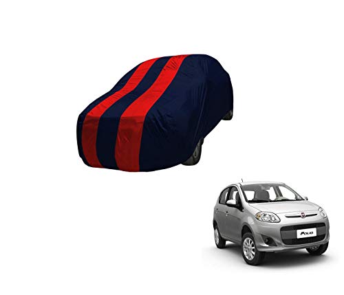 Image of Auto Hub Car Cover Compatible with Fiat Palio with Mirror Pocket,Triple Stitched, Weather Proof, Fiat Palio Car Cover- Navy-Red