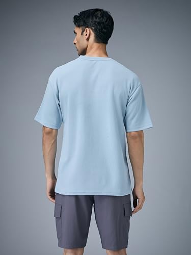 Image of TECHNOSPORT Men Printed Oversized Round Neck T-Shirt with COTFLEX, Dry Fit Sports Tee, Oversized Activewear T-Shirt for Gym, Running, Sports & Casual Wear