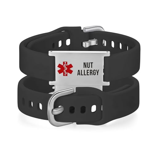 Image of LinnaLove Medical Alert ID Bracelet - Adjustable Silicone Band, Custom or Pre-Engraved Options, QR Code Available
