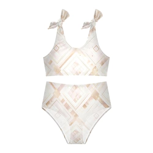 Rose Gold Pink Glitter Girls' Two Pieces Kids Bikini Set Scoop Neck Swimsuit Swimwear Cute Shoulder Strap3
