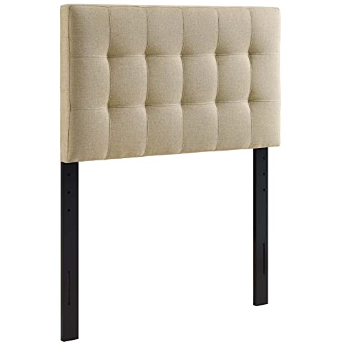 Image of Modway Lily Tufted Linen Fabric Upholstered Twin Headboard in Beige
