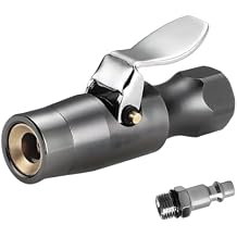 Locking Air Chuck, Double Jaws Closed Flow Lock on Tire Chuck with Quick Plug, No Leakage Clip-on Brass and Steel Air Chucks for Tire Inflator Pressure Gauge Compressor