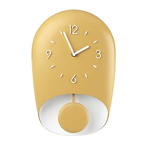 Guzzini - Home, Bell Orologio da Parete con Pendolo - Giallo Senape, 22 x 8 x h 33 cm - 168604206