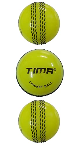 Image of Tima Sports Fun Poly Hard Synthetic Red Cricket Ball (Yellow Pack of 3)
