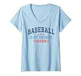 Photo Gallery donna retro baseball is my favorite season maglietta con collo a v Photo Gallery donna retro baseball is my favorite season maglietta con collo a v