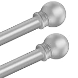 Authandis 2 Pack Silver Curtain Rods for Bedroom with Brackets,5/8 Inch Diameter Small Window Curtain Rod Adjustable 32 to 48 Inches,Easy Install Drapery Rods,Gray