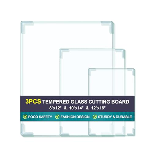 3Pcs Tempered Glass Cutting Board for Kitchen Counter,...