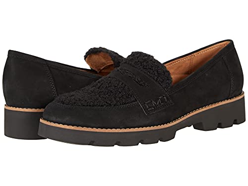Vionic Women's Charm Cheryl Loafer - Supportive Casual Shoes with Concealed Orthotic Arch Support That Include Three-Zone Comfort with Orthotic Insole Arch Support,Black Nubuck Shearling Medium 10 US