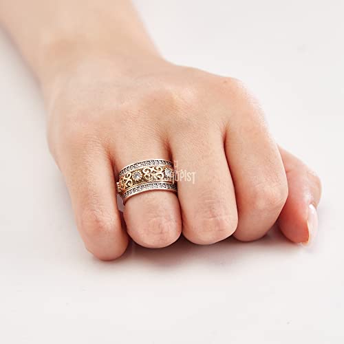 Handmade Turkish Authentic Jewelry Round Shape Cut Topaz 925 Sterling Silver Band Ring For Gift For Ladies Size All #TOP5