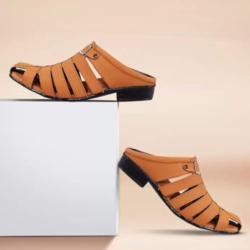 Image of Men's Fashion Sandals - Comfortable Fisherman, Premium PU Padding, Synthetic Leather, Closed-Toe Summer Outdoor Sandals, Stylish and Durable Footwear