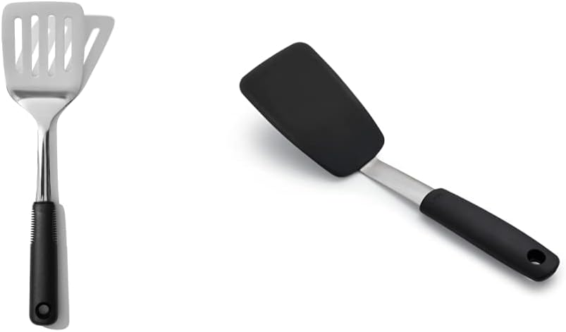 Good Grips Stainless Steel Turner & Good Grips Small Silicone Flexible Turner Black