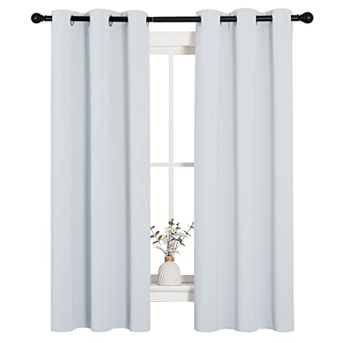 NICETOWN Room Darkening Draperies Curtains Panels, Window Treatment Thermal Insulated Grommet Room Darkening Curtains/Drapes for Bedroom (Greyish White, 2 Panels, 34 by 63)