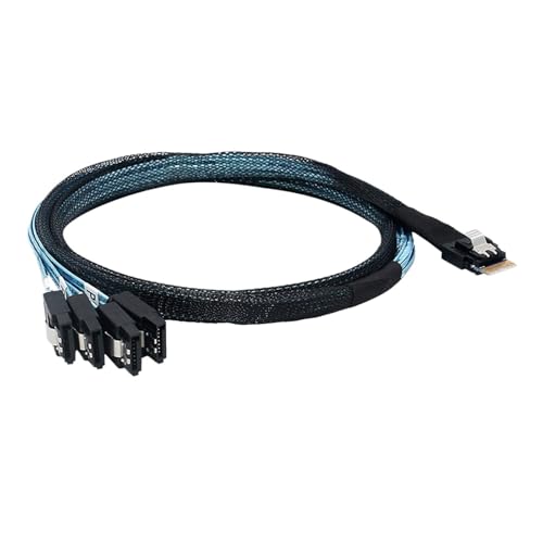 Cable PCIE Slimline SAS4.0 0.5 m SFF-8654 38pin a 4X SATA 7P miniatura 4