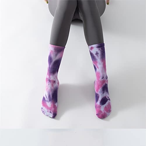 Women's Yoga Pilates Socks with Grips Non Slip Colorful Tie Dye Cushioned Crew Socks for Ballet Dance2