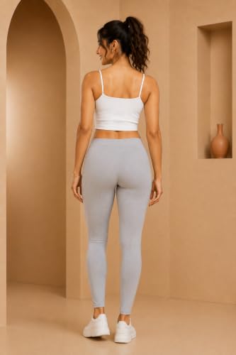 Image of Women's Cotton Lycra Ankle Length Leggings | Regular Rise, Soft 4 Way Stretch Fabric | Casual & Ethnic Wear