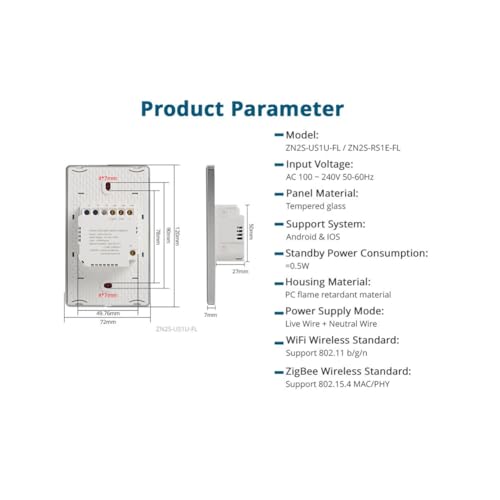 Interrupteur Zigbee smart van light 1 gang neutre requis Tuya - 7