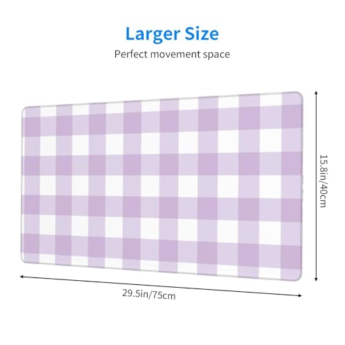 Grand tapis de souris de jeu violet et blanc à carreaux pour bureau - 2