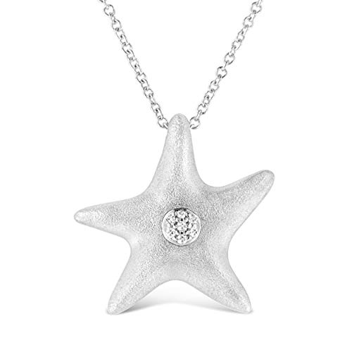 Haus of Brilliance .925 Sterling Silver Prong-Set Diamond Accent Starfish Pendant Necklace (I-J Color, I1-I2 Clarity) - Size 18"
