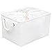 Produktbild OUTBROS Große Aufbewahrungskorb, 42 * 32 * 26 cm Stoff Aufbewahrungsboxen mit Kordelzug und Griffen, Faltbare Aufbewahrungsbehälter Ablagekörbe (Weiß, 1-Pack)