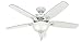 Hunter Indoor Ceiling Fan with light and pull chain control - Builder Deluxe 52 inch, White, 53089