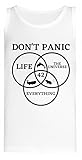 kwantees 42 answer to life universe and everything dont panic t-shirt senza maniche da donna con canotta bianca