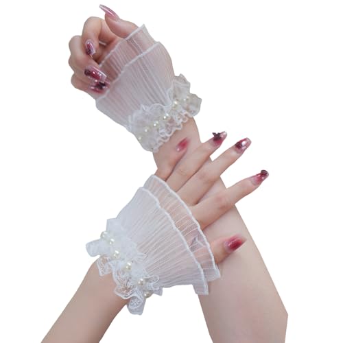 韓国のファッションレースパールハンドスリーブコスプレとイブニングウェアの手首のための装飾的なカフの通気性手首のカフ