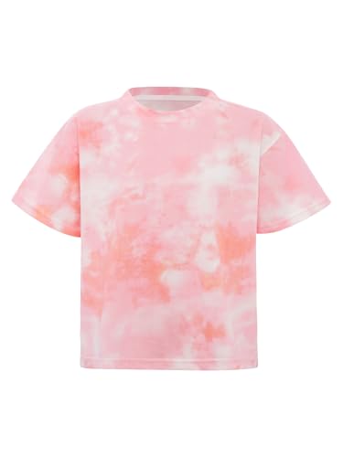 FEESHOW Girls Kids Short Sleeve Crewneck T-Shirts Tie-Dye Athletic Performance Shirts Casual Top for Beach Vacation3