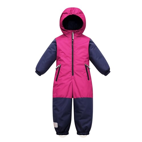 Owntop Snow Suits for Girls, One Piece Snowsuit Kids Waterproof, Winter Jacket with Hood for Snowboarding Skiing (Red, 110)