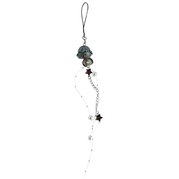 xbiez Y2K Jellyfish Phone Charm Keychain Crystal Star Pearl