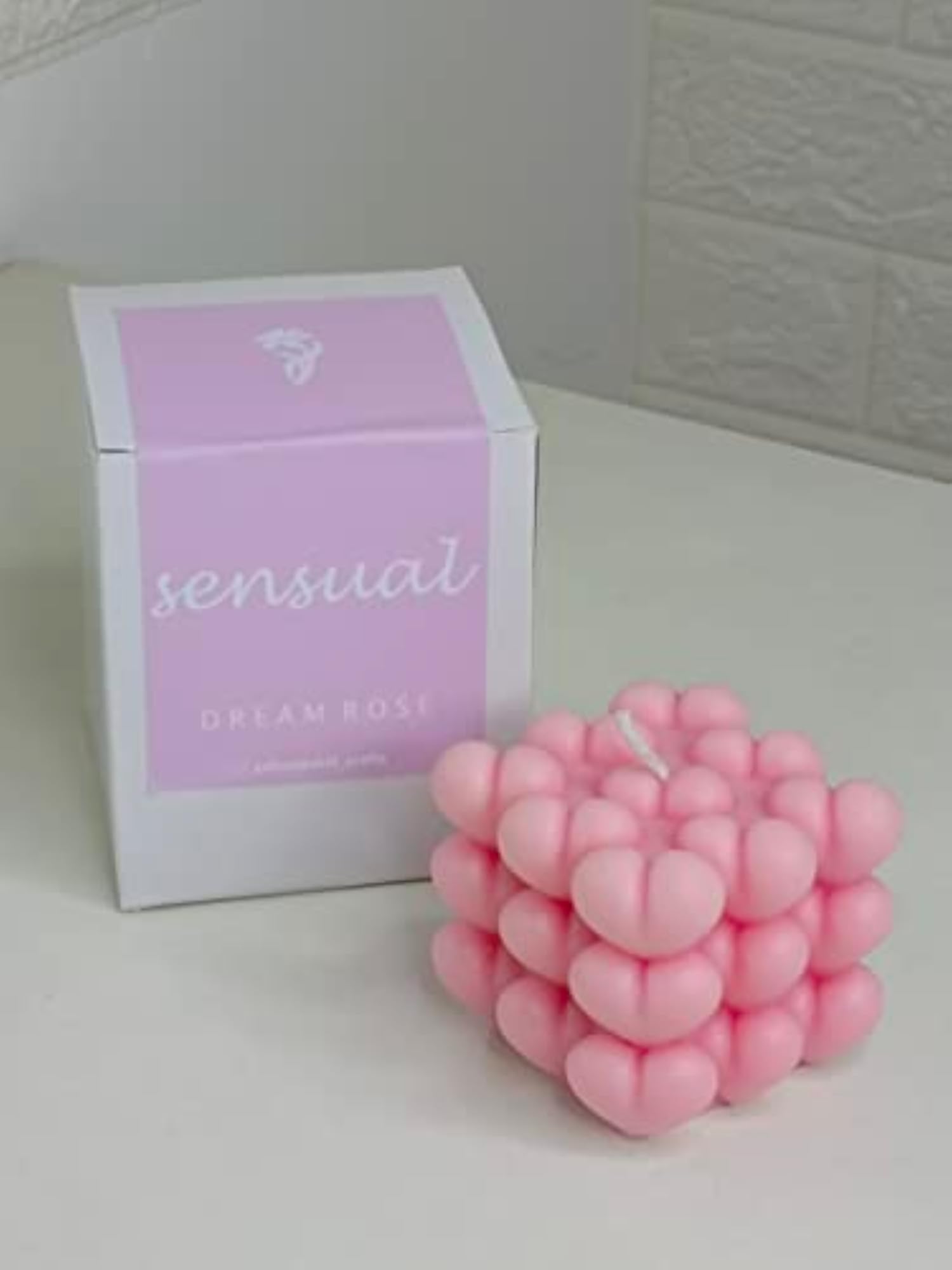 Heart Bubble Cube Candle, Pink Rose Scented Gift