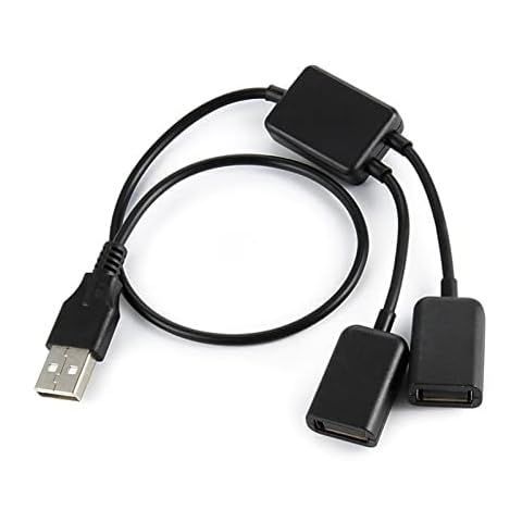 iJiZuo USB Y Splitter Cable 0.3M, OTG Extension Cable USB A 1 Male to 2 Dual Female, USB Y Splitter Adapter Dual USB 2.0 Extension Cable, Y Splitter Hub Power Adapter Cable Cover