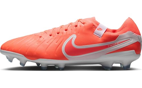 Nike Tiempo Legend 10 Pro Firm-Ground Low-Top Soccer Cleats (DV4333-800, Hot Lava/White)