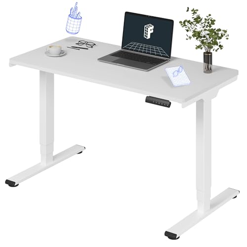 Image of FLEXISPOT E6 3-Stage Dual Motor Electric Standing Desk 48 x 24 Sit Stand Up Desk, Holds 220 lbs, Adjustable Height w /Memory Presets, One-Piece White Desktop & White Frame, Ships in 2 Boxes