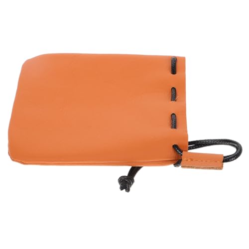 FOMIYES Multipurpose Drawstring Pouch Compact Leather Coin Purse for Men Women Secure Closure for Travel Daily Use Durable Portable Wallet Brown