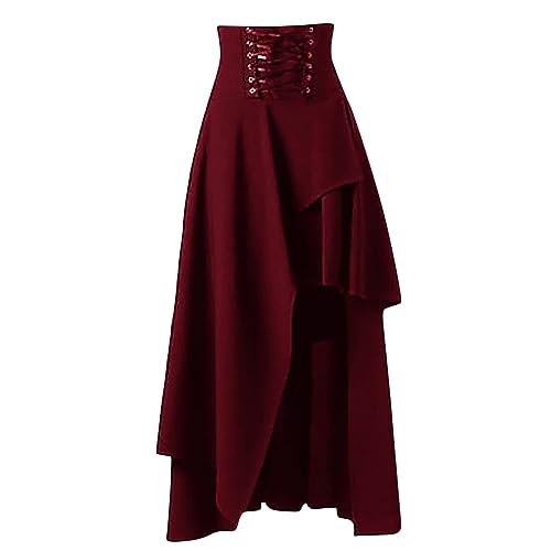 Women's Steampunk Gothic Wrap Skirt Victorian Ruffles Pirate Skirt Maxi Skirts Renaissance Vintage High Waist Skirt2