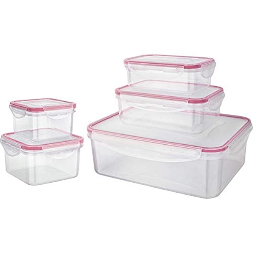 Conjunto de Potes Hermético Vermelho 5 Peças - Euro Home