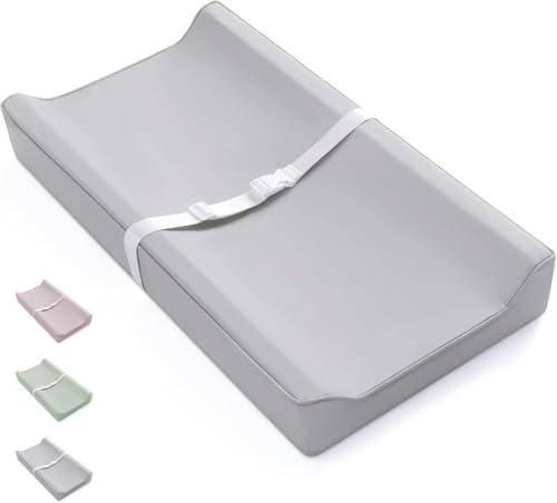 単色レザー製ベビー用おむつ替えマット。防水・拭き取り可能なPUカバー付き。標準サイズ。快適なベビー用おむつ替え台マット。化粧台/テーブル用。 (グレー)