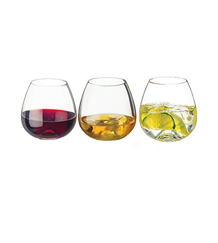 Dartington Crystal www. Gobelet fabriqué à la main Lot de 3 verres à vin sans pied contemporain en verre à Whisky Vin boissons gazeuses