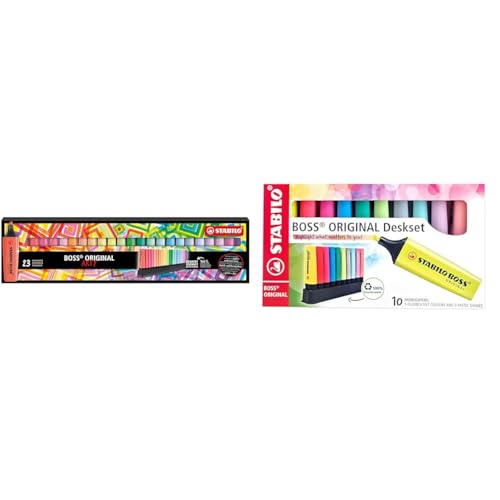 STABILO BOSS ORIGINAL Lot de 10 surligneurs fluo et pastel pour le bullet journal