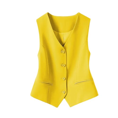 Butter-yellow sleeveless tailored vest