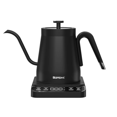 0.8L-1200W Electric Kettle Gooseneck, Digital Panel, Adjustable Tempurature, Auto Shut-off, Boil Dry Protection