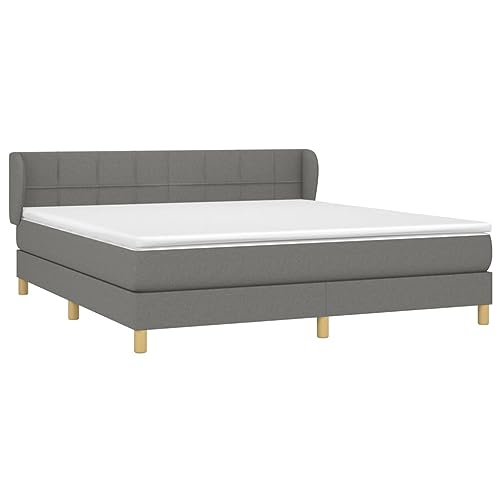 vidaXL Boxspringbett mit Matratze Bettgestell Doppelbett Polsterbett Bett Hotelbett Lattenrost Bettrahmen Schlafzimmerbett Dunkelgrau 160x200cm Stoff