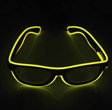 Bismaa El Wire Neon LED Light Up Eyeglasses Sunglasses Eyewear For Nightclub Wild Party Halloween Crazy Parties Rave Party Clear With LED (Yellow)