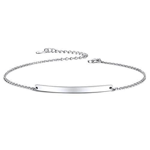 Chicsilver Womens Anklets 925 Sterling Silver Pipe Bar Tube Ankle Bracelet Adjustable Link Chain Anklets Simple Delicate Boho Beach Foot Jewelry #TOP8