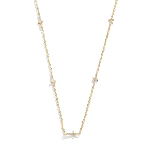 Cross Necklace for Women - Elegant Gold Chain with Glass Stones, Hypoallergenic, 17" Length with Extender3