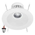 Maxxima 5 in. & 6 in. Retrofit Recessed Anti-Glare LED Downlight, 1300 Lumens, 5 Color Temperature Selectable 2700K/3000K/3500K/4000K/5000K, Dimmable, E-26 Quick Connect Adapter, 90 CRI, White Trim