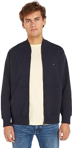 Tommy Hilfiger Herren Cardigan Baseball Collar mit Reißverschluss, Blau...