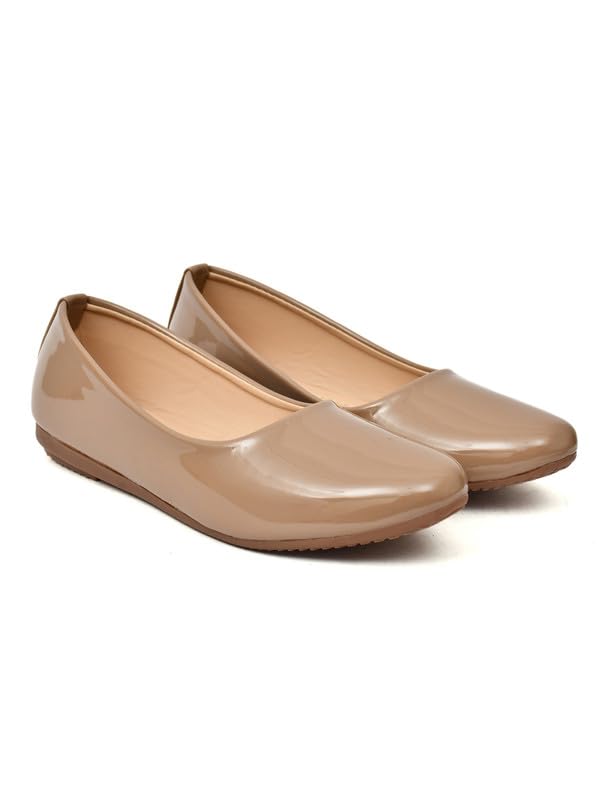 Image of MISS London Women's Bellies | Patent Leather Flats for Casual & Office Wear | Stylish & Comfortable | TPC Sole
