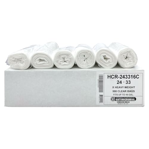 Image of Aluf Plastics 12-16 Gal Clear Trash Bags, 16 Micron (EQ.), 24 inch x 33 inch 500 Pk