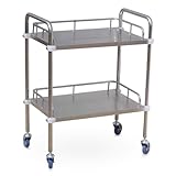 Multifunktionaler Edelstahl-Wagen – 2-stöckiger Schönheitssalon, medizinische Behandlungs- und Servierwagen mit Rädern und Allzweckgriff für Spa, Krankenhaus, Chirurgie und ästhetische Verfahren (66 x